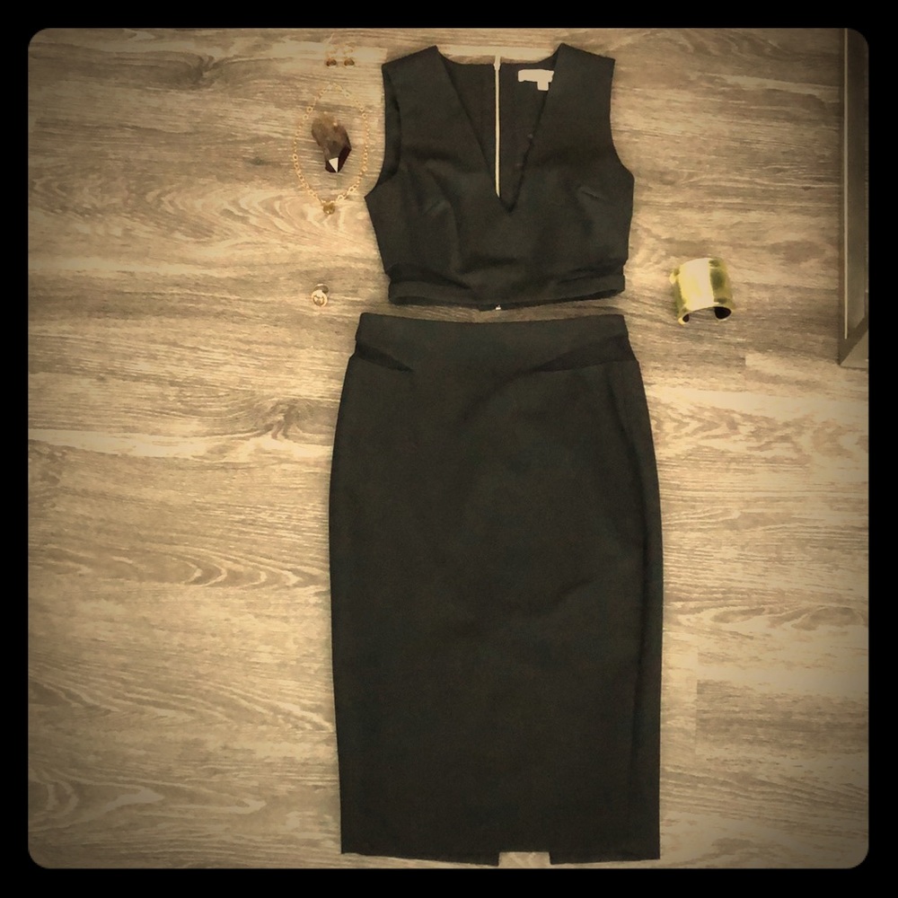 Elizabeth and James crop top + high wasted skirt